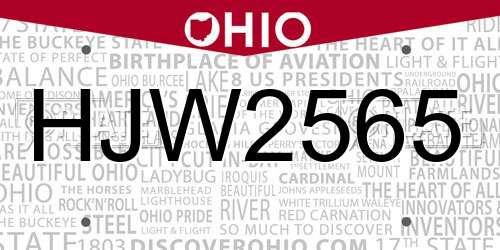 HJW2565 Ohio License Plate