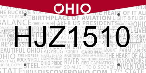 HJZ1510 Ohio License Plate