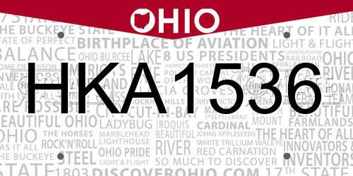 HKA1536 Ohio License Plate
