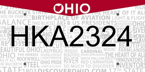 HKA2324 Ohio License Plate