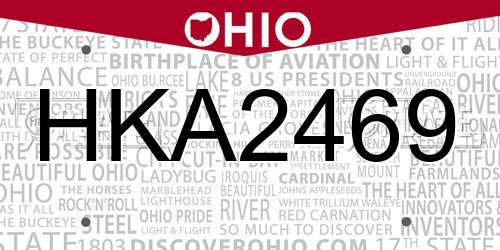 HKA2469 Ohio License Plate