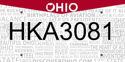 HKA3081 Ohio License Plate