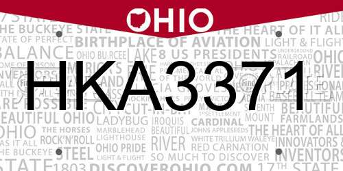 HKA3371 Ohio License Plate