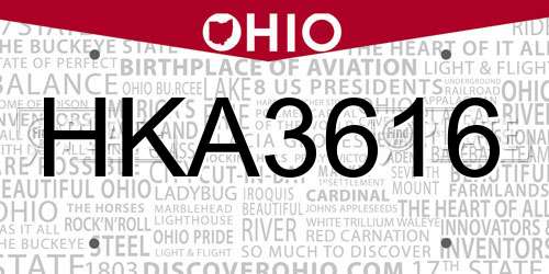 HKA3616 Ohio License Plate