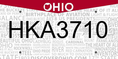 HKA3710 Ohio License Plate