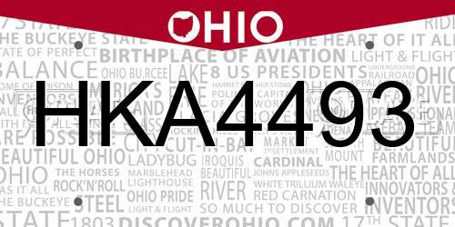 HKA4493 Ohio License Plate