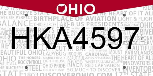 HKA4597 Ohio License Plate