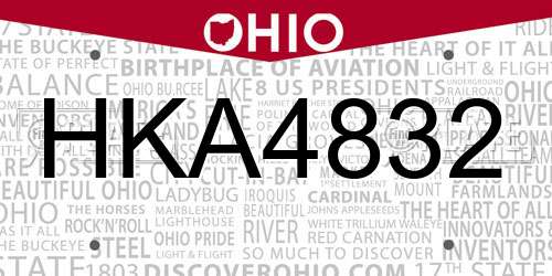 HKA4832 Ohio License Plate