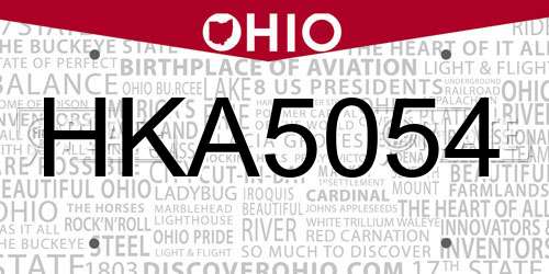 HKA5054 Ohio License Plate