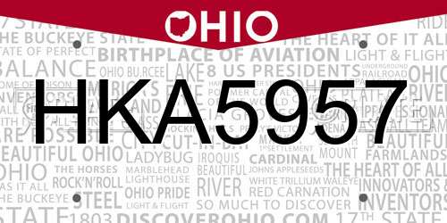 HKA5957 Ohio License Plate