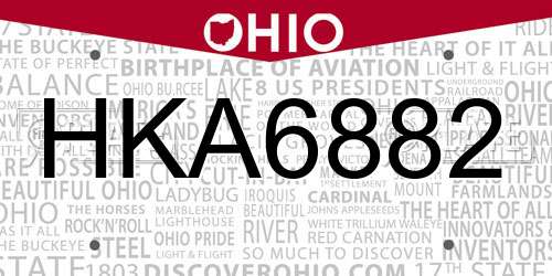HKA6882 Ohio License Plate