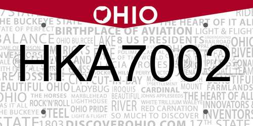 HKA7002 Ohio License Plate