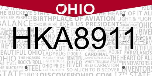 HKA8911 Ohio License Plate