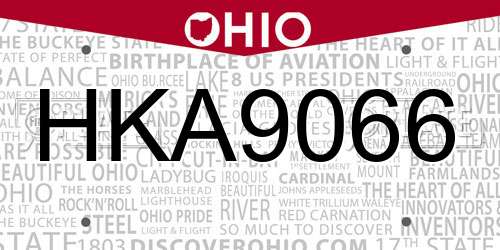 HKA9066 Ohio License Plate