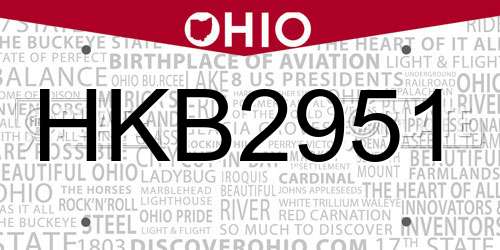 HKB2951 Ohio License Plate