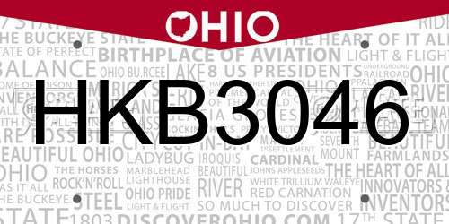 HKB3046 Ohio License Plate
