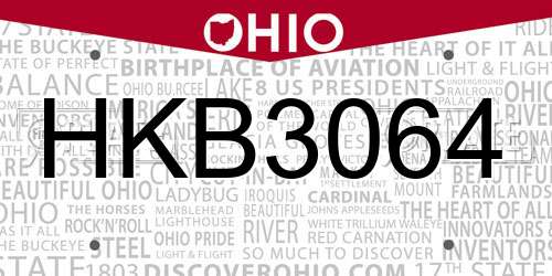 HKB3064 Ohio License Plate