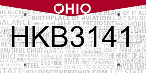 HKB3141 Ohio License Plate