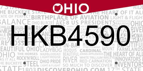 HKB4590 Ohio License Plate