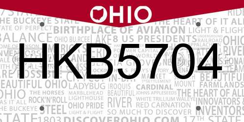 HKB5704 Ohio License Plate