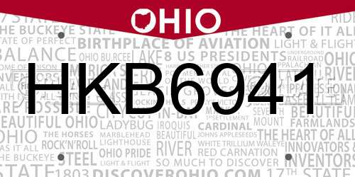 HKB6941 Ohio License Plate