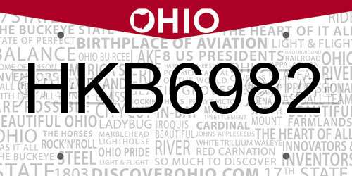HKB6982 Ohio License Plate