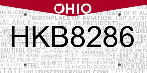 HKB8286 Ohio License Plate