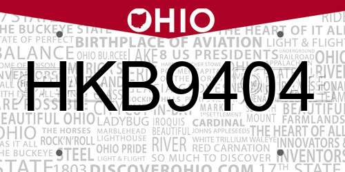 HKB9404 Ohio License Plate