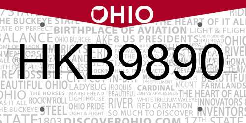 HKB9890 Ohio License Plate