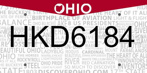 HKD6184 Ohio License Plate