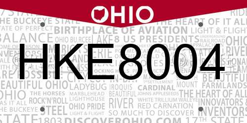 HKE8004 Ohio License Plate