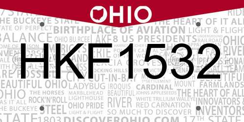 HKF1532 Ohio License Plate