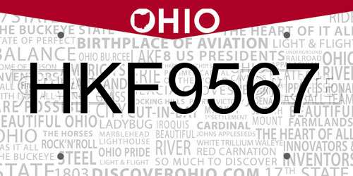 HKF9567 Ohio License Plate