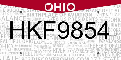 HKF9854 Ohio License Plate