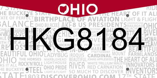 HKG8184 Ohio License Plate