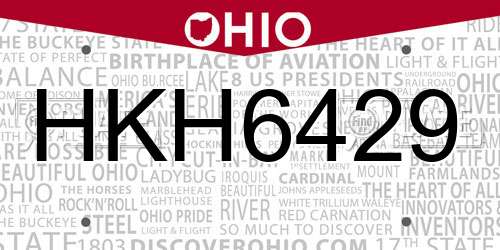 HKH6429 Ohio License Plate