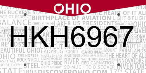 HKH6967 Ohio License Plate