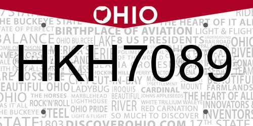 HKH7089 Ohio License Plate