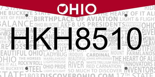 HKH8510 Ohio License Plate