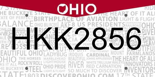 HKK2856 Ohio License Plate
