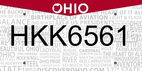 HKK6561 Ohio License Plate