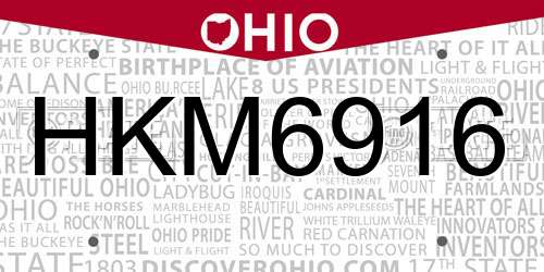 HKM6916 Ohio License Plate