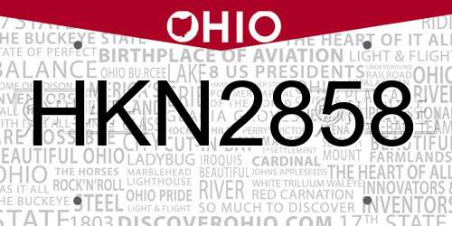 HKN2858 Ohio License Plate