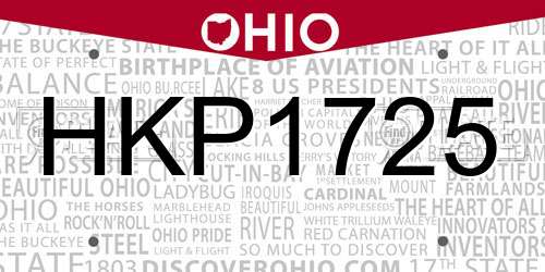 HKP1725 Ohio License Plate