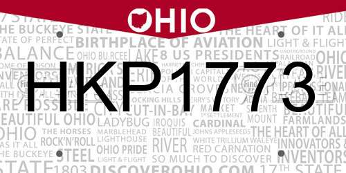 HKP1773 Ohio License Plate