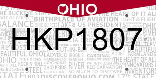 HKP1807 Ohio License Plate
