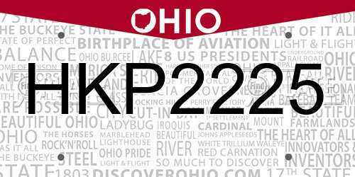 HKP2225 Ohio License Plate
