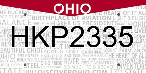 HKP2335 Ohio License Plate