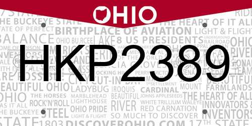 HKP2389 Ohio License Plate