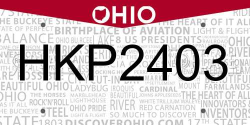 HKP2403 Ohio License Plate